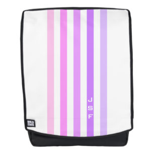 Mochila Monograma de rayas verticales moradas y rosadas