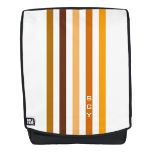 Mochila Monograma de rayas verticales naranja marrón claro