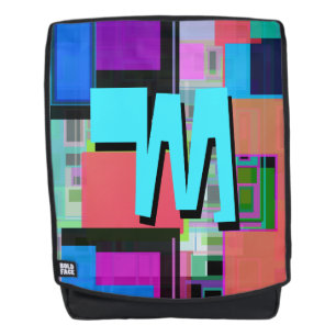 Mochila Monograma geométrico colorido inspirado en los 90