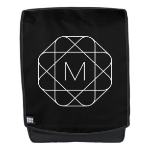 Mochila Monograma geométrico en blanco y negro
