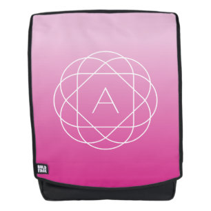 Mochila Monograma geométrico floral   Ómbre sombreado rosa