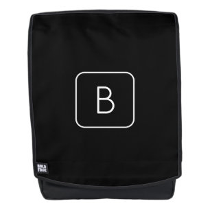 Mochila Monograma Inicial de Estilo Moderno   Blanco y Neg