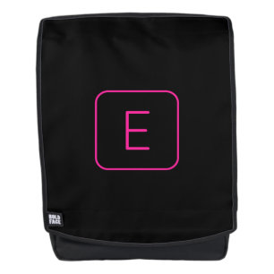 Mochila Monograma Inicial de Estilo Moderno Rosa y Negro