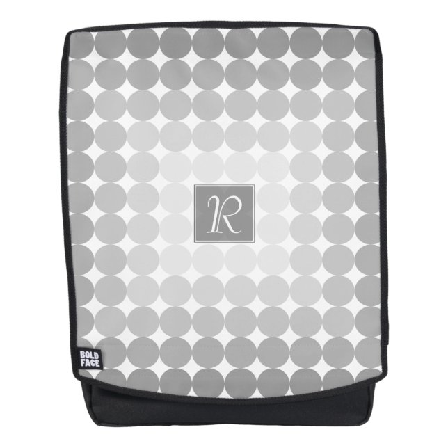 Mochila Monograma moderno de círculos grises (Anverso)