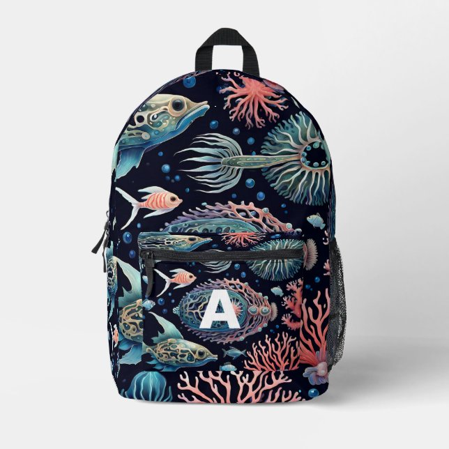 Mochila Monograma Ocean Life personalizado (Anverso)