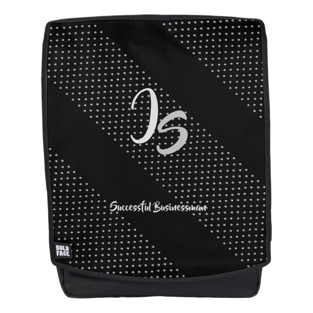 Mochila Monograma personal de plata "Exitoso empresario" (Anverso)