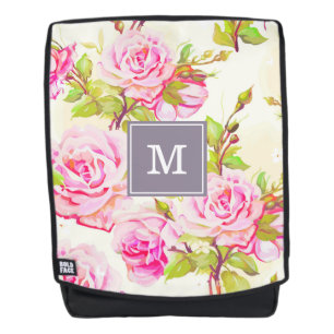 Mochila Monograma Rosa antiguo de patrón floral pe