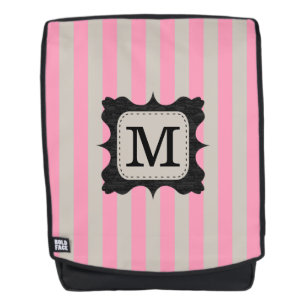 Mochila Monograma rosado del personalizado del negro del