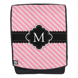 Mochila Monograma rosado femenino del personalizado del