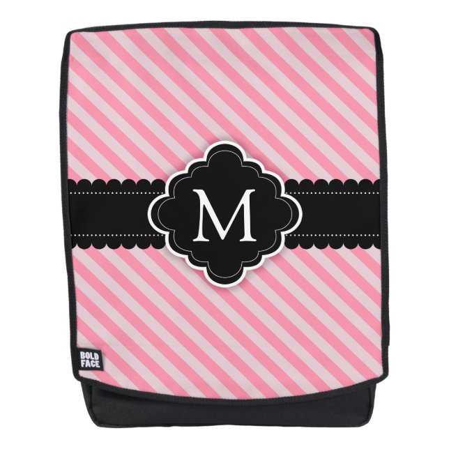 Mochila Monograma rosado femenino del personalizado del (Anverso)