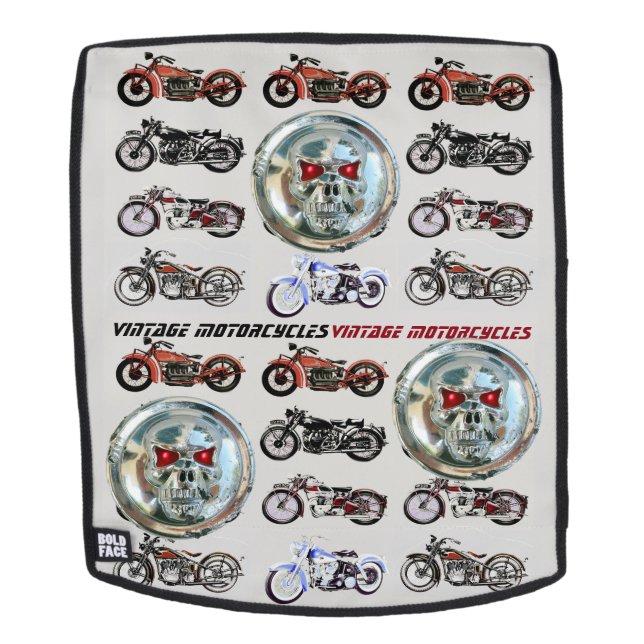 MOCHILA MOTOCICLETAS DE VINTAJE CLÁSICA Y ESQUÍ METALIZADO (Cara extraíble)