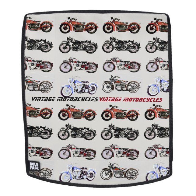 Mochila MOTOCICLETAS DE VINTAJE CLÁSICO Gris negro rojo (Cara extraíble)