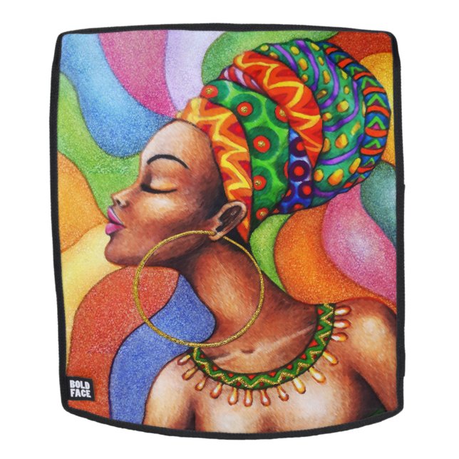 Mochila Mujer africana con tejidos tradicionales de cera (Cara extraíble)
