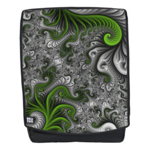 Mochila Mundo de fantasía verde y gris arte abstracto frac