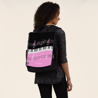 Mochila Música rosa y negra personalizada