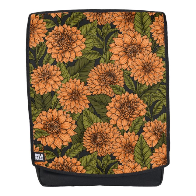 Mochila Naranja Dahlia Garden (Anverso)
