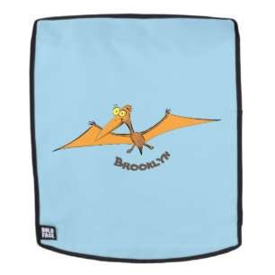 Mochila Naranja lindo y gracioso personalizado pterodáctil