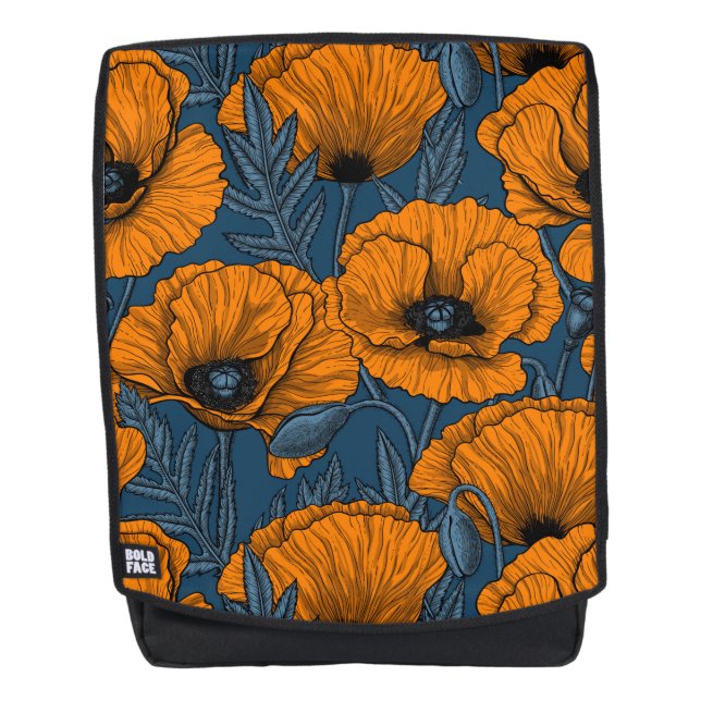 Mochila Naranjas de cachorros en azul oscuro (Anverso)