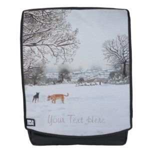 Mochila Navidades perros escena de nieve paisaje