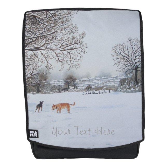 Mochila Navidades perros escena de nieve paisaje (Anverso)