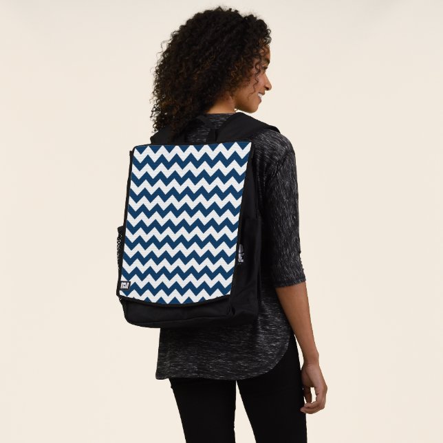 Mochila Navy Zigzag, Navy Chevron, patrón geométrico (Puesto)