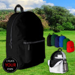 Mochila negra lisa, bolsa / Personalizar<br><div class="desc">Mochila: Crea tu propia bolsa personalizado / mochila con texto. Ajustes fáciles (botón Editar diseño) añadiendo más texto, colores de fondo o más imágenes.</div>