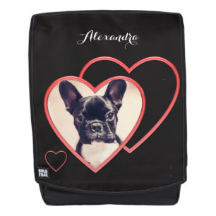 Mochila negrita del corazón del bulldog francés