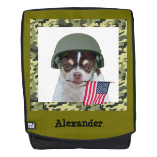 Mochila negrita del perro militar de la chihuahua