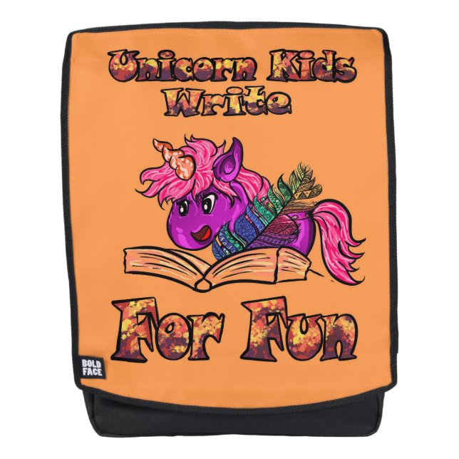 Mochila Niños Unicornios Escriben Para Diversión (Anverso)