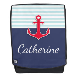 Mochila Nombre personalizado del diseño del ancla náutico