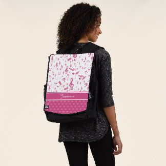 Mochila Notas de música personalizado y patrones de corazó