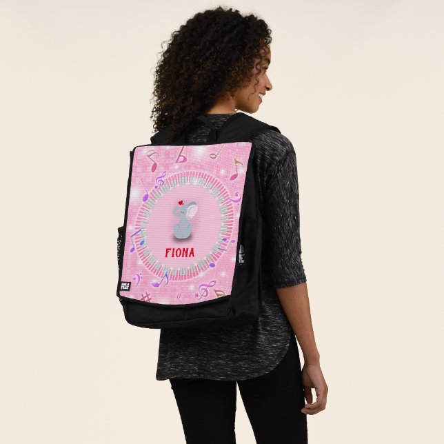Mochila Notas Y Teclado Redondo Con Elefante (Puesto)
