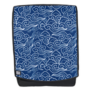 Mochila Nubes del vintage, azul de cobalto y blanco