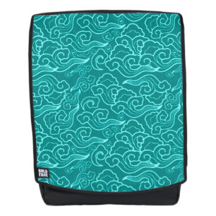 Mochila Nubes japonesas vintage, turquesa y Aqua