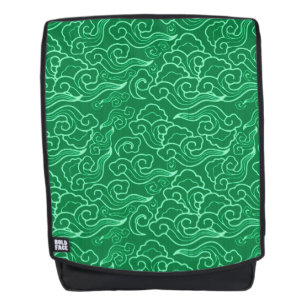 Mochila Nubes japonesas vintage, verde jade