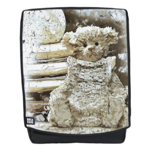 Mochila Oso vintage agrietado y libros