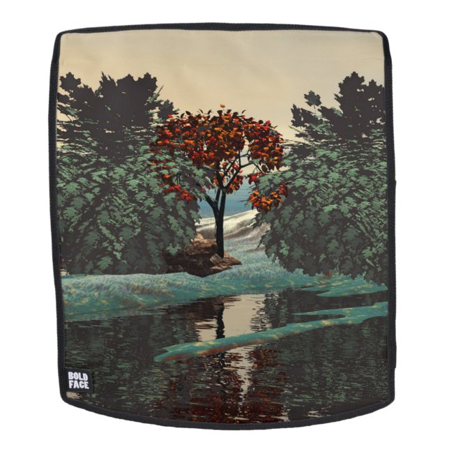 Mochila PAISAJE ALIEN, ÁRBOLES, LAGUNA EN HYPERION Sci_Fi (Cara extraíble)