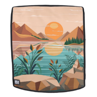 Mochila Paisaje de puesta de sol en lago de montaña pacífi