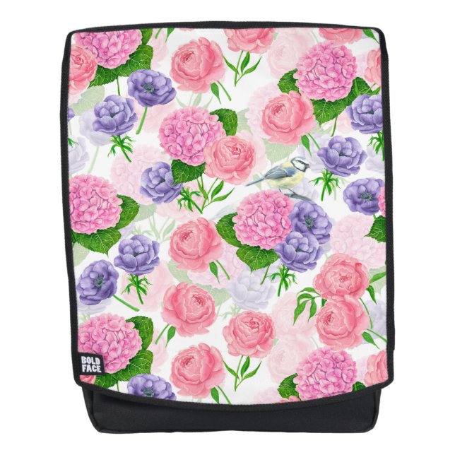 Mochila Pájaro y flores (Anverso)