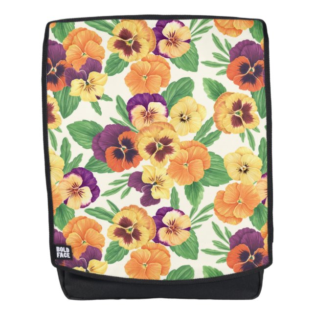 Mochila Pansies en blanco roto (Anverso)