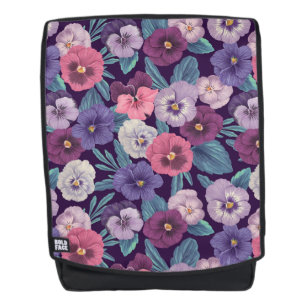 Mochila Pansitas coloridas sobre violeta profundo