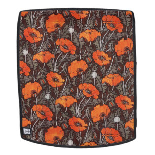 Mochila PAPAS ROJAS EN Floral DE amapola BLANCA NEGRA