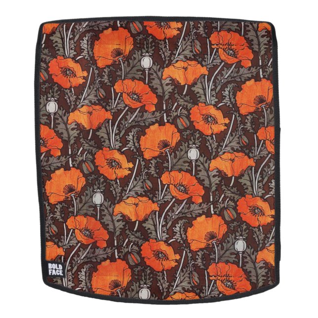 Mochila PAPAS ROJAS EN Floral DE amapola BLANCA NEGRA (Cara extraíble)