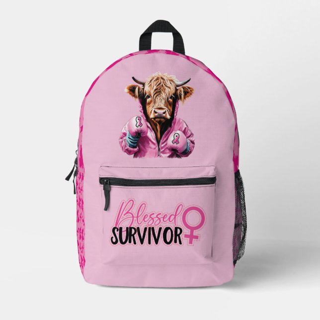 Mochila para el tema del cáncer de mama rosa (Anverso)