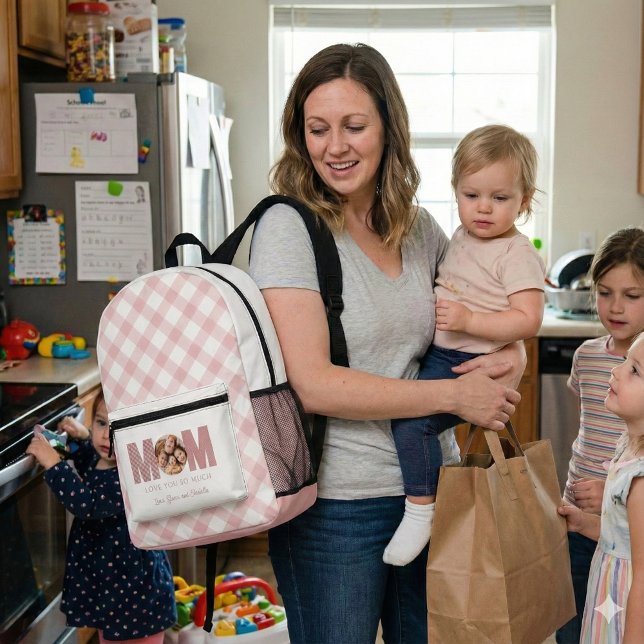 Mochila para fotos de mamá (Celebrate mom with this personalized photo backpack! )