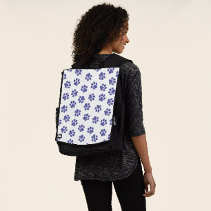 Mochila Pasta de perro, patas de perro, patas azules de la