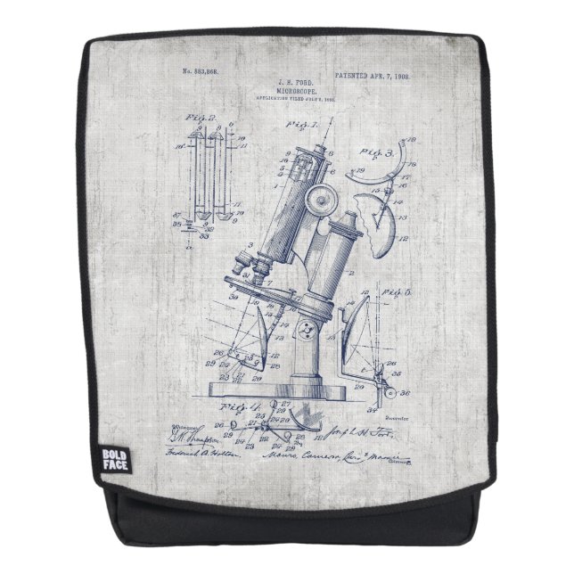 Mochila Patente de microscopio antiguo (Anverso)