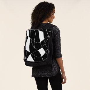 Mochila patrón abstracto moderno en blanco y negro