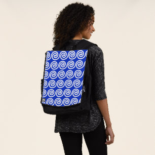 Mochila Patrón azul de las ondas de las teclas del meandro
