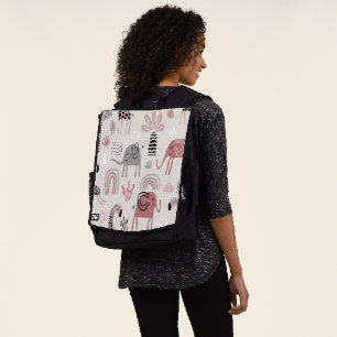 Mochila patrón con elefantes y jirafas lindos gigante 